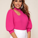 Prive Top de manga farol con diseno de corte rosado neon