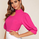 Prive Top de manga farol con diseno de corte rosado neon