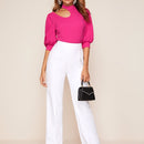Prive Top de manga farol con diseno de corte rosado neon