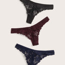 Set de bragas tanga con encaje floral 3 paquetes
