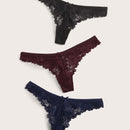 Set de bragas tanga con encaje floral 3 paquetes