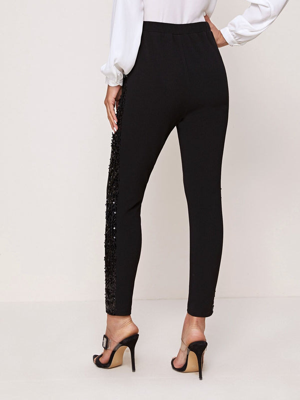 Prive Pantalones ajustados cortos panel con lentejuelas