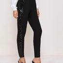 Prive Pantalones ajustados cortos panel con lentejuelas