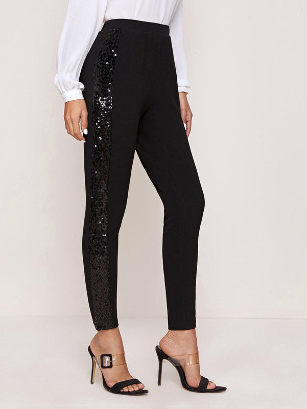 Prive Pantalones ajustados cortos panel con lentejuelas