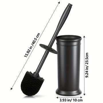 1 Unidad De Cepillo Para Inodoro, Cepillo Para Taza De Inodoro Con Mango Extra Largo, Cerdas Duraderas Para Limpiar El Inodoro Y Soporte Cubierto, Juego De Cepillos Para La Limpieza Del Baño, (Negro, 1 Juego)