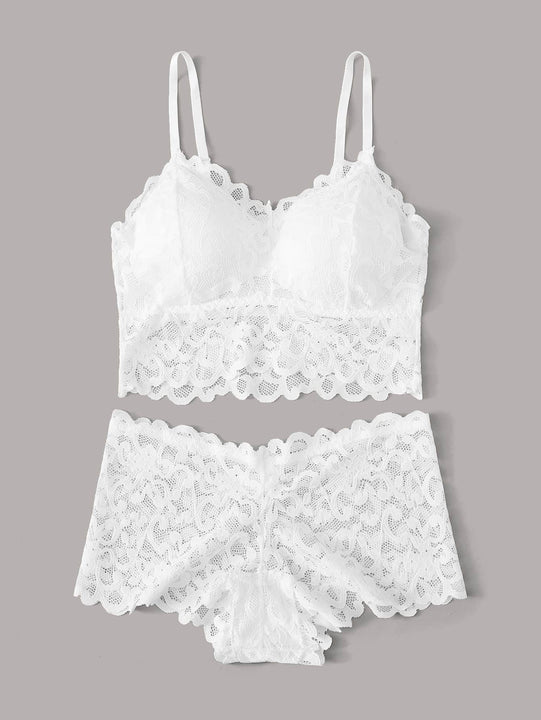 Set de lenceria con encaje en abanico