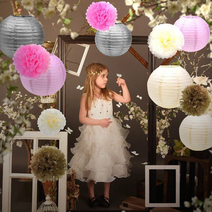 Lámpara Farol de Papel Plegable Faroles Colgantes Plateado / Dorado RF L12D