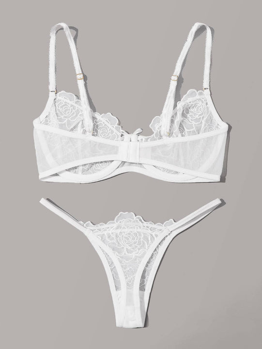 Set de lenceria con aro con malla con bordado