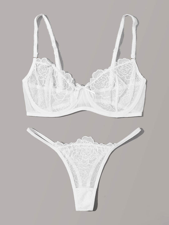 Set de lenceria con aro con malla con bordado