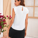 Prive Top bajo curvo con diseno de fruncido de cuello con cordon