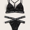 Set de lenceria harness con cinta con letra