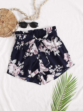 VCAY Shorts con cinturon con estampado floral