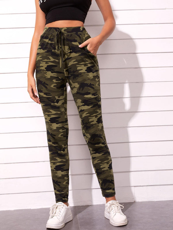 EZwear Pantalones de camuflaje de cintura girante