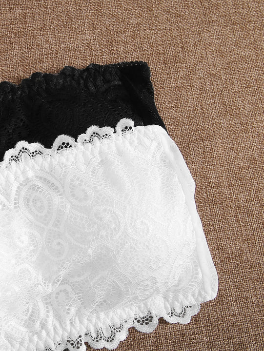 Set De 2 Bralette De Encaje Con Volantes, Lenceria