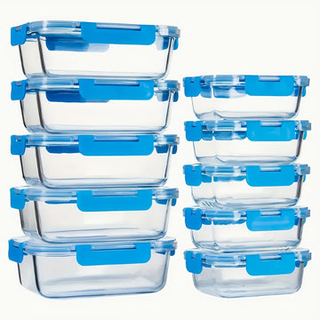 2 piezas de caja de vidrio para almacenamiento con gran capacidad, apta para refrigerador y microondas. Ideal como lonchera portátil para trabajo o residencia