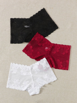 3 piezas set de bragas con encaje floral