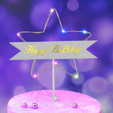 Estrella Feliz Cumpleaños Pastel Topper de Tortas Decoración Luz Led RF WB5