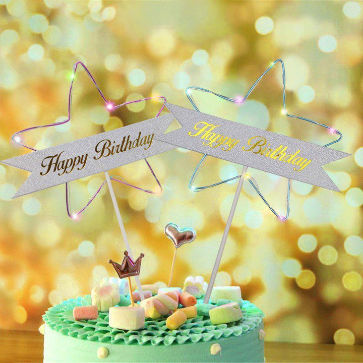 Estrella Feliz Cumpleaños Pastel Topper de Tortas Decoración Luz Led RF WB5