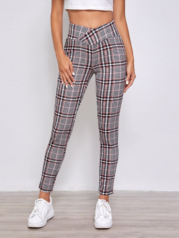 Essnce Pantalones de cuadros de cintura ancha