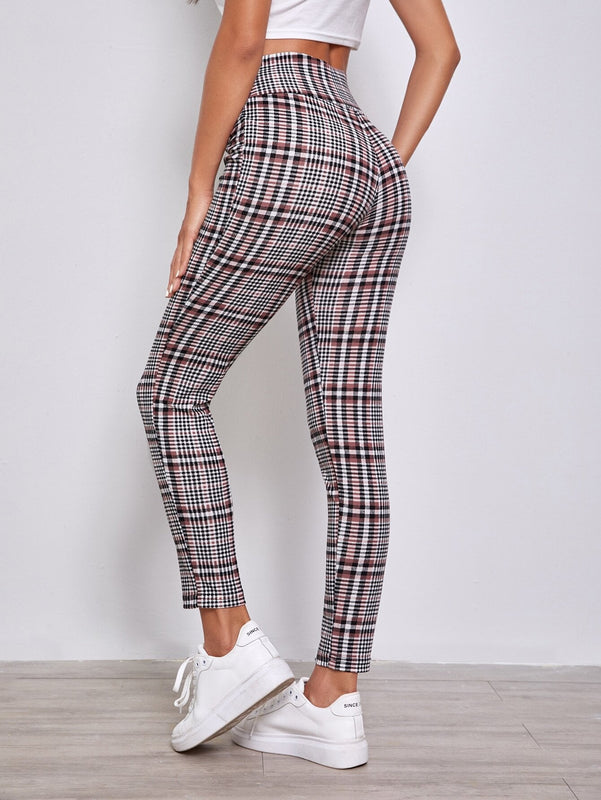 Essnce Pantalones de cuadros de cintura ancha