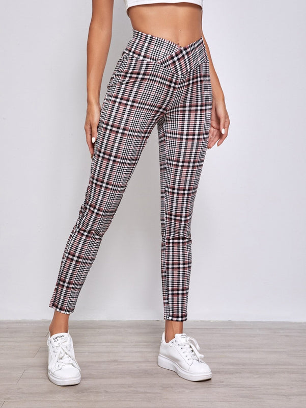 Essnce Pantalones de cuadros de cintura ancha