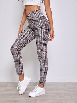 Essnce Pantalones de cuadros de cintura ancha