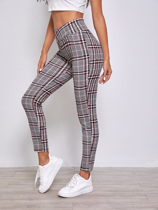 Essnce Pantalones de cuadros de cintura ancha
