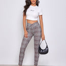 Essnce Pantalones de cuadros de cintura ancha