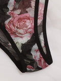 Set de lenceria con malla con aro floral