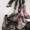Set de lenceria con malla con aro floral