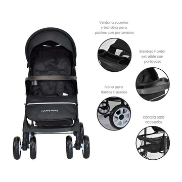 COCHE ESTANDAR  KLAUS HAPPY BABY - NEGRO