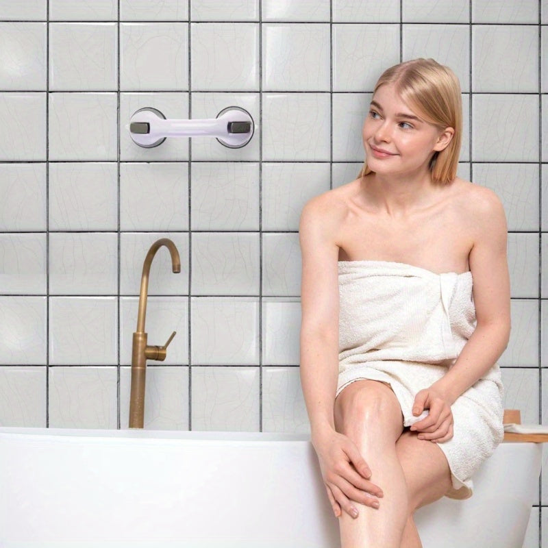1 barra de agarre antideslizante blanca para ducha con ventosas - Plástico duradero, fácil instalación para seguridad en el baño y la ducha, sin pilas, regalo perfecto para el Día de San Valentín o Navidad, diseño elegante, construcción resistente