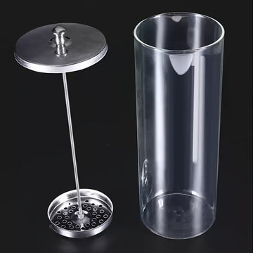 Botella de desinfección de vidrio para herramientas de belleza, salón de peluquería y cuidado de uñas - Esterilizador transparente con tapa azul, ideal para uso en salón, uñas y cuidado personal, accesorio para salón de uñas | Diseño transparente | Mater