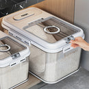 Contenedor de almacenamiento de arroz hermético con tapa transparente - Prueba contra insectos y humedad, dispensador de granos de plástico duradero para la organización de la cocina