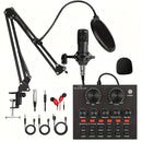 Kit de equipo para podcast, incluye micrófono BM800 y tarjeta de sonido V8, convertidor de voz, interfaz de audio, ideal para grabar, cantar, streaming y videojuegos