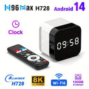 Reproductor multimedia inteligente H96Max H728 8K Ultra HD con Wi-Fi, Ethernet de 1000Mbps, control por voz, diseño elegante en blanco y negro, caja de TV Android, 110-130V, 60Hz, dispositivo de transmisión en 8K Ultra HD