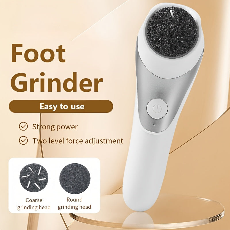 Amoladora de Pies Eléctrica Recargable USB - Doble Cabezal, Ideal para Pulir Uñas Artificiales y Secas en Color Beige Claro. Fácil de Usar con Cabezales Reemplazables
