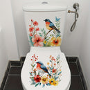2 hermosas pegatinas de flores y pájaros para baño, adhesivos impermeables para pared de inodoro, fáciles de instalar