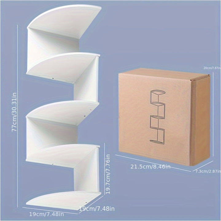 Estantería Flotante de Esquina de 5 Niveles en PVC—Estante de Almacenamiento con Diseño Zigzag de 78.74cm para Sala, Dormitorio y Oficina en Casa, Organizador Montable en Pared Perforado