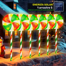 1 Juego, 5 en 1 Energía Solar, Luces de Tierra de Caramelo de Viento Rojo y Verde para Navidad, Perfectas para Decoraciones Navideñas al Aire Libre, Patios, Jardines, Aceras y Decoraciones de Césped!