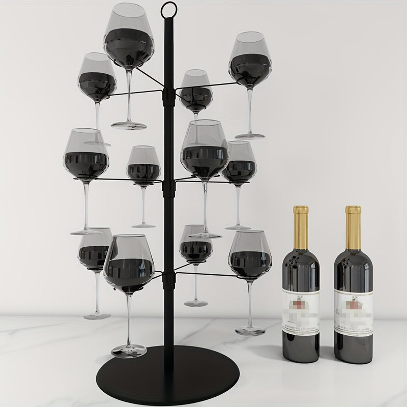 1pc Elegante Estante de Metal para Copas, Acabado en Esmalte, Estante Colgante para Copas de Champán y Vino, Organizador de Almacenamiento de Vajilla para Decoración del Hogar, Bodas, Exhibición de Banquetes, Artesanía de Hierro, Pata Alta