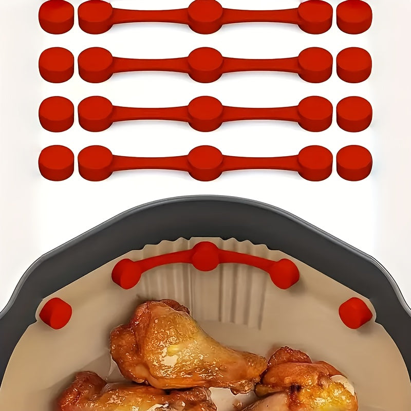 Juego de broches magnéticos de silicona para air fryer - Resistentes al calor, clips magnéticos reutilizables para sujetar papel pergamino en air fryer, material de silicona seguro para alimentos, accesorios para air fryer