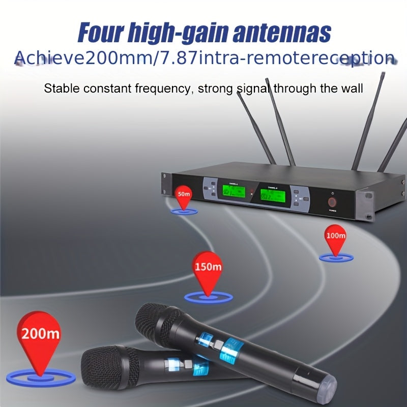 Conjunto de Sistema de Micrófono Dinámico Inalámbrico para Karaoke en Casa con Micrófono Profesional UHF XLR NXG, Utilizado para Discurso y Sonido en Bodas e Iglesias