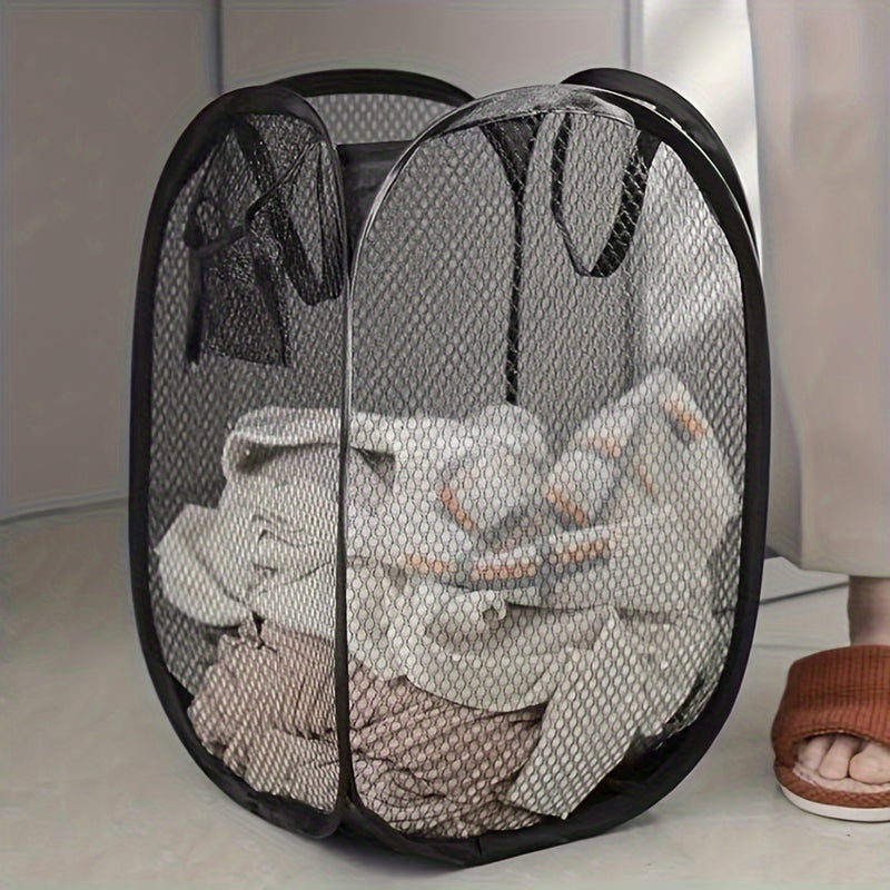 Organizador de Cesto Plegable para Ropa con Paneles de Malla y Asas - Colgador de Ropa Plegable para Baño, Lavandería, Bolsa de Almacenamiento Ahorradora de Espacio, Cestos de Lavado