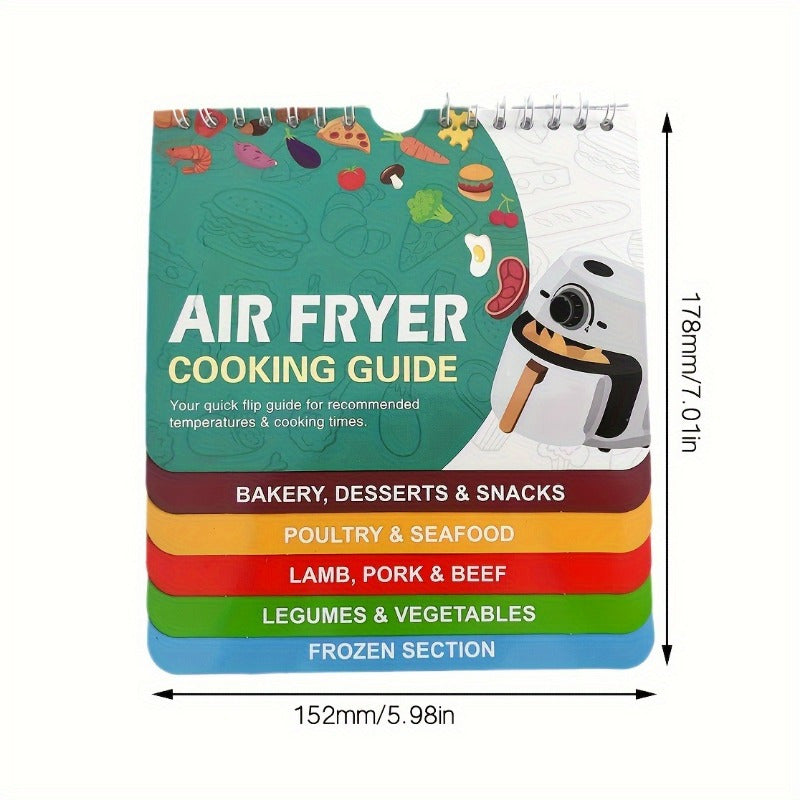 Guía de Cocina para Olla a Presión y Freidora de Aire con Hoja Magnética, Librito de Recetas Rápidas para Diversos Alimentos – Accesorio de Cocina No Eléctrico