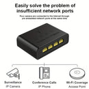 El conmutador de red y el extensor de cables soportan hasta un gigabit, permitiendo que un cable se expanda a cuatro puertos. Es plug-and-play, ampliamente compatible, tiene una gran capacidad de potencia, una fuerte disipación de calor, un rendimiento e