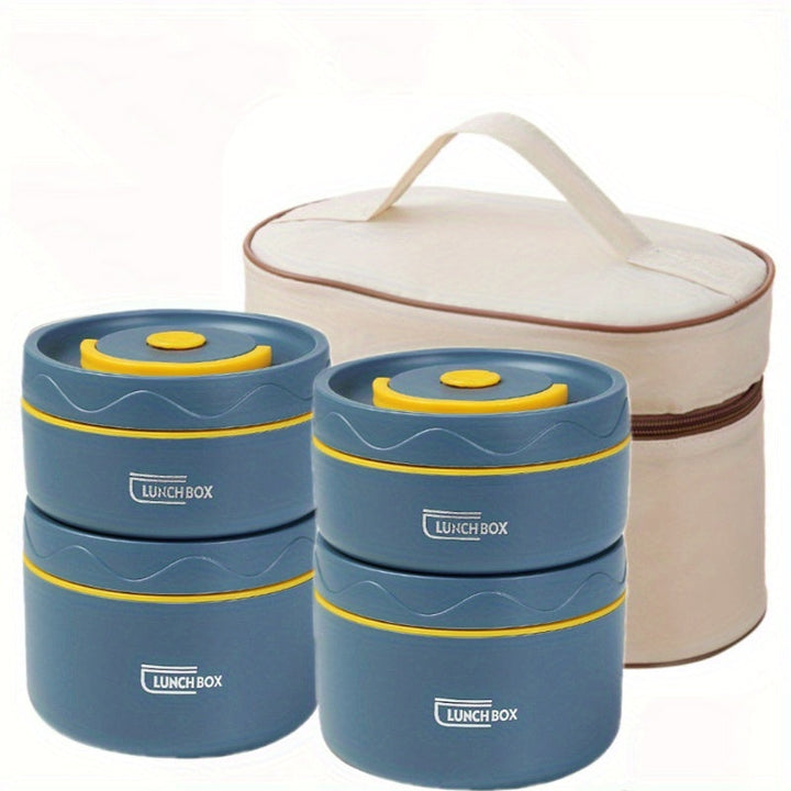 Juego de caja de almuerzo aislada y bolsa de acero inoxidable, a prueba de fugas, frescura y segura para microondas con asa para viajes escolares, regreso a la escuela.