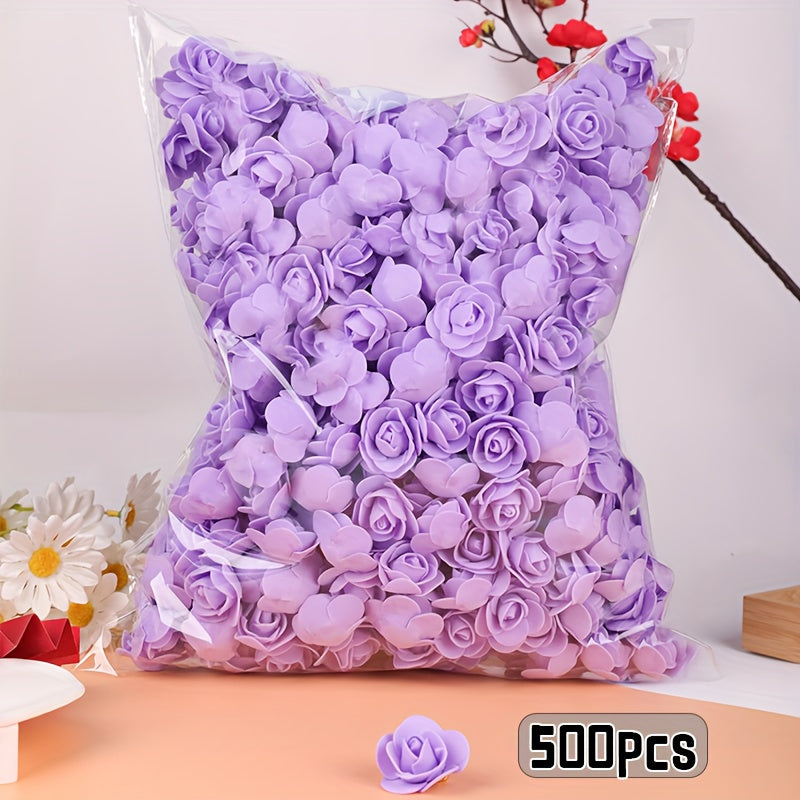 500 piezas/paquete 1.38 pulgadas/3.5 cm Cabezas de rosa de espuma artificial, Flor artificial Decoración del hogar, Decoración de cumpleaños de boda, Ideal para manualidades DIY Caja de regalo Regalo de San Valentín Decoración navideña