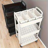 Carrito de almacenamiento móvil, 10 escenas adecuadas para cocina, baño, dormitorio, estante de almacenamiento multifuncional, diseño de rueda universal de plástico engrosado, blanco, negro, simple, ahorrador de espacio, artefacto.