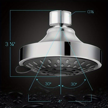 Rociador de Alta Presión con 5 Modos de Riego Ajustables - Cabezal de Ducha Rectangular para Montaje en Pared, Cuerpo de Plástico Duradero, Acabado Cromado Elegante, Válvula de Cartucho para Bajo Presión de Agua, Opciones de Lluvia y Masaje